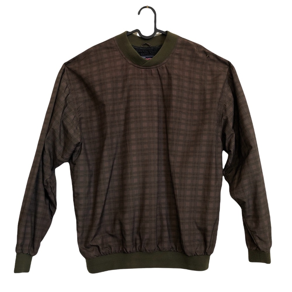 Vintage PGA Tour moss plaid golfing pullover made in Taiwan mens size M
